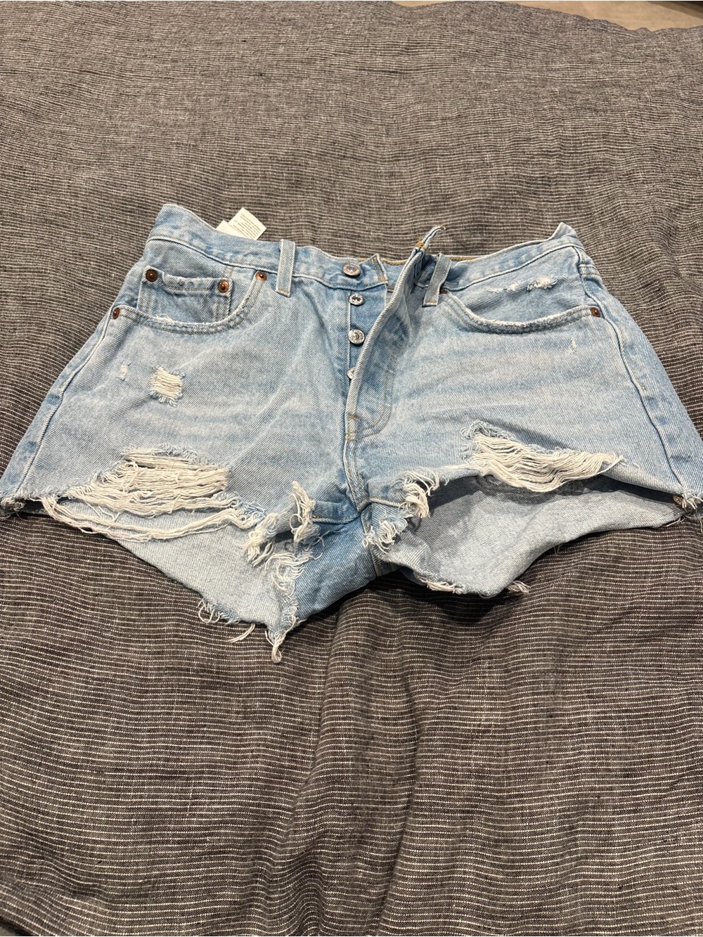 Levi's Light Blue Distressed Denim Shorts